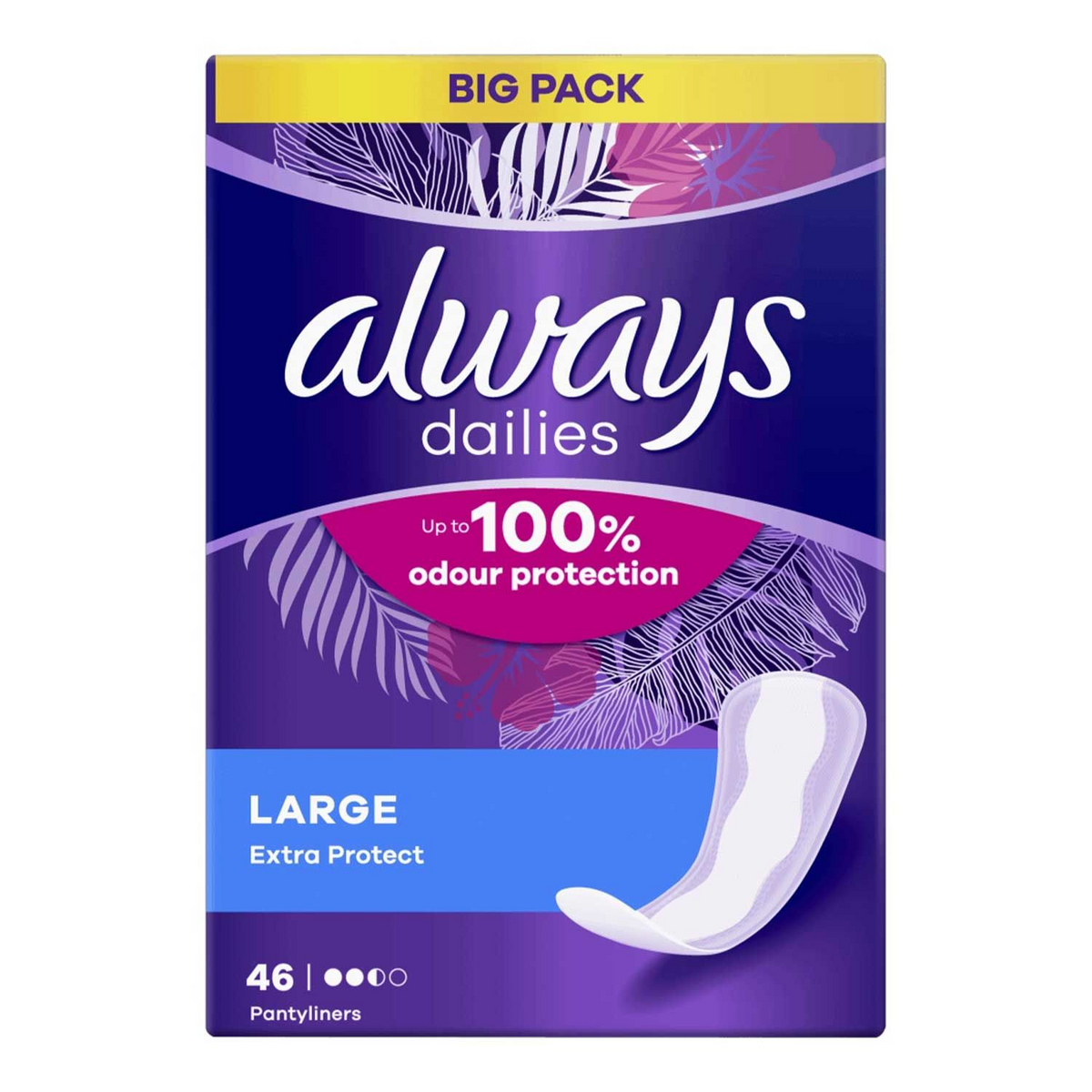 Always Dailies Extra Protect Panty Liners Large X Pack Of 46 product image