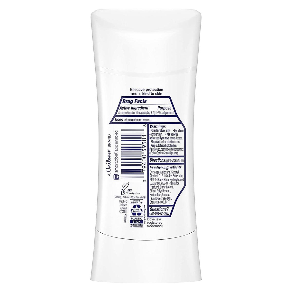 Dove Deodorant Stick A/P Invisible Clear Finish 74g product image 2