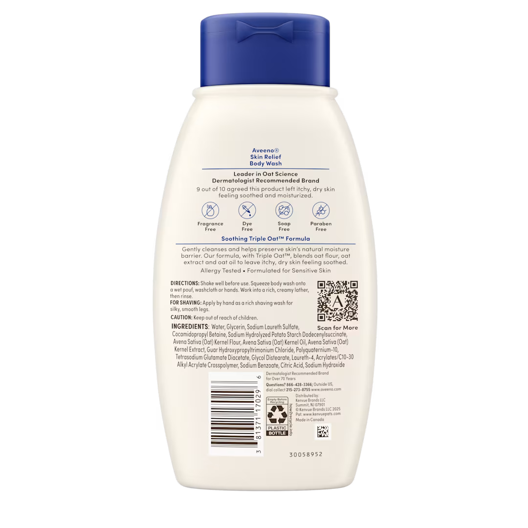 Aveeno Body Wash Skin Relief Sensitive Skin Fragrance Free 532ml product image 2
