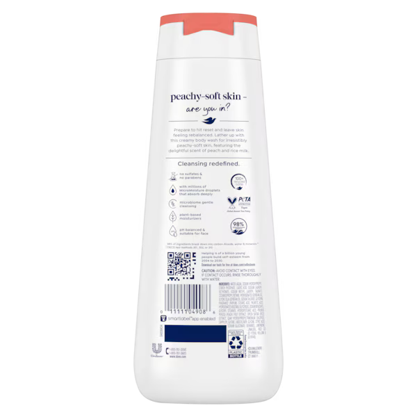 Dove Body Wash Usa Rebalance White Peach & Rice Milk 20oz/591ml product image 2