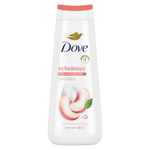 Dove Body Wash Usa Rebalance White Peach & Rice Milk 20oz/591ml product image 1