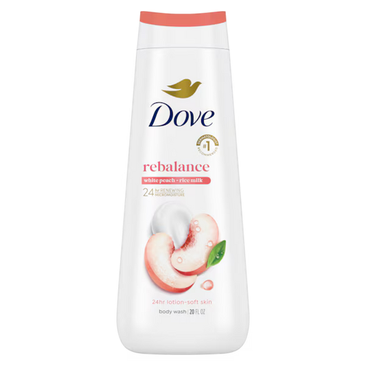 Dove Body Wash Usa Rebalance White Peach & Rice Milk 20oz/591ml product image 1