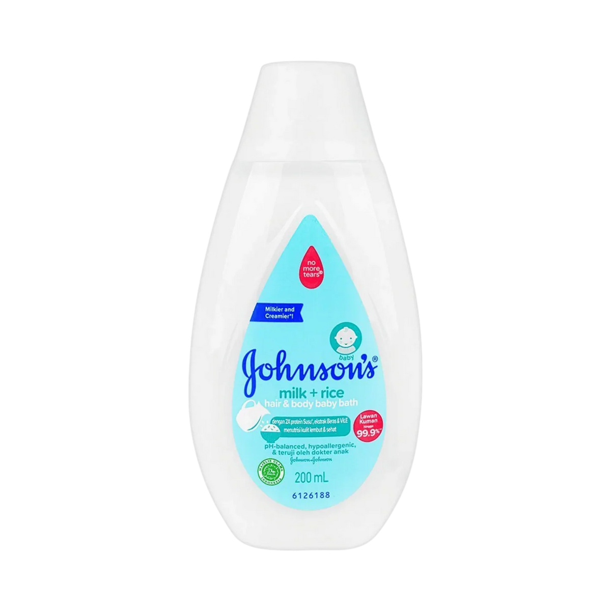 Johnsons Baby Milk & Rice Hair & Body Bath 200ml product image